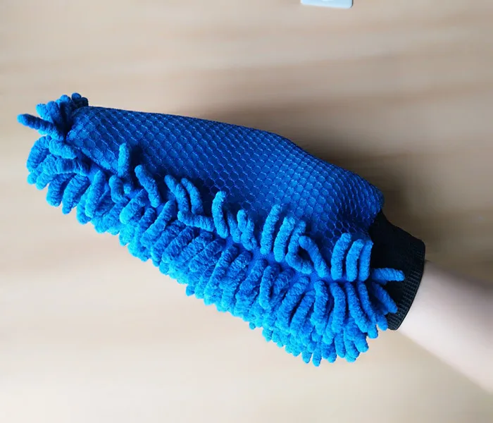 Microfiber single chenille mesh sponge Car wash mitt  for car cleaning and care
