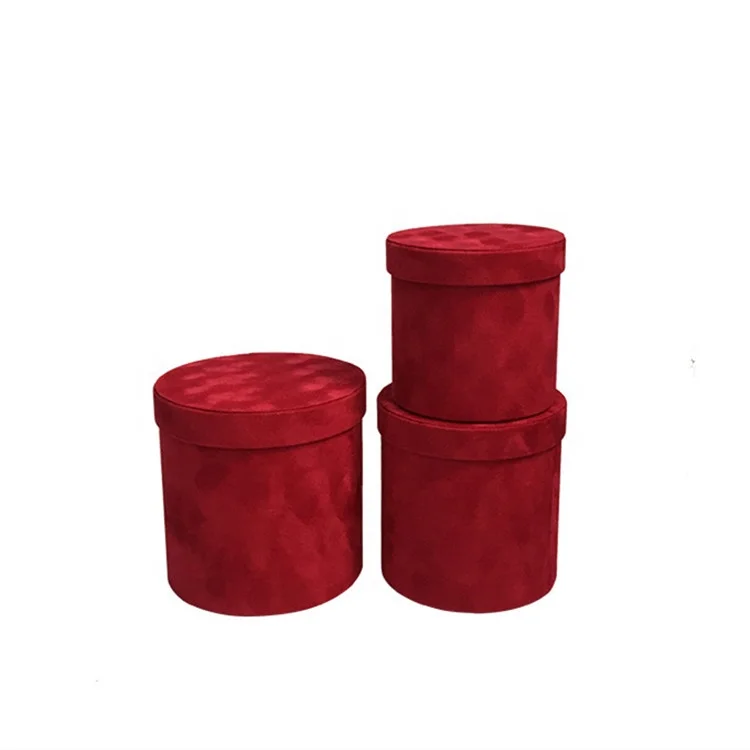 Wholesale Suede Luxury Round Flower Box, Velvet Box For Rose Packing