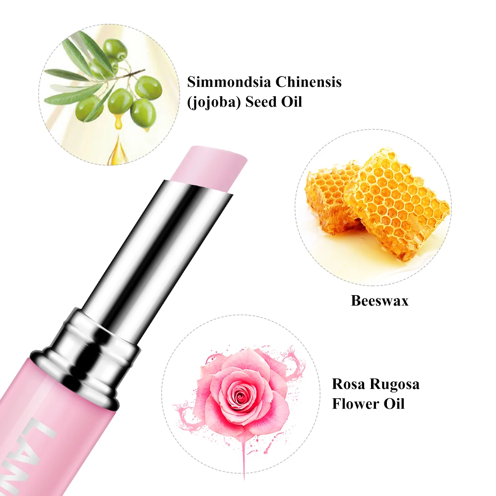LANBENA Private Label Rose Pink Lip Balm Lip Plump Moisturizing Lip Care Balm