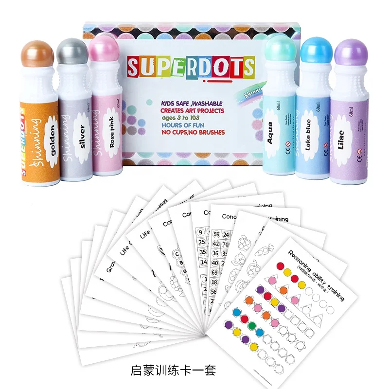 
2020 Amazon hot-sale 6-PK Educational drawing dot markers for Preschoolers and kids 