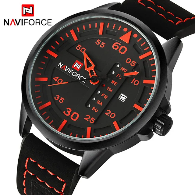 NAVIFORCE Men Watch 9074 High Quality Leather Waterproof Watches Men Wrist Casual Business Wristwatches Relogio Masculino