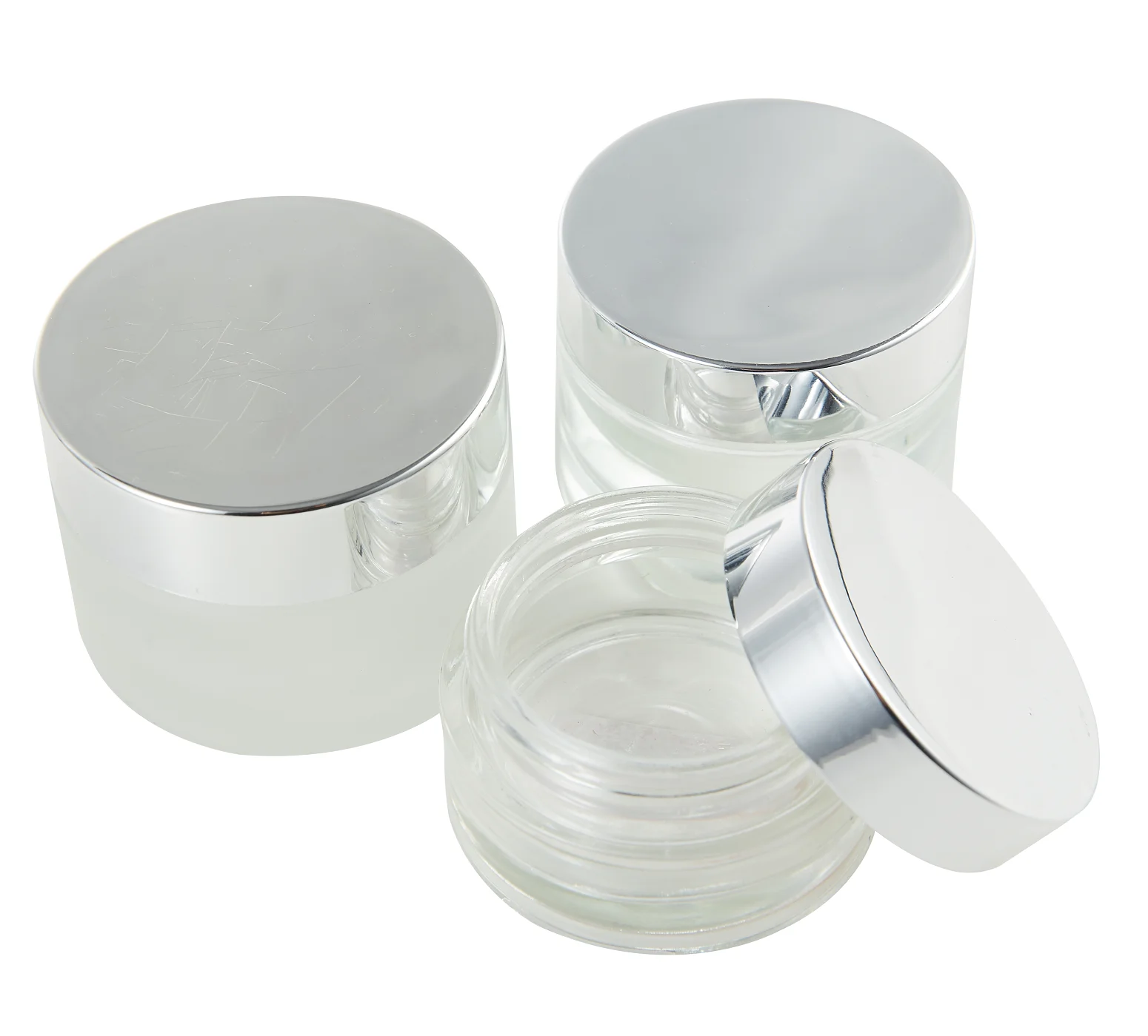 Frosted cylinder shape skin cream cosmetic container 30 ml 50 ml glass jar