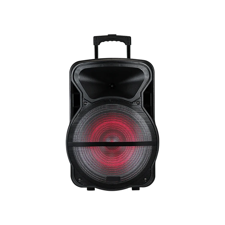 Низкая цена 15 дюймов НЧ динамик DJ открытый пользовательские портативный перезаряжаемые Беспроводной тележка этап с радио