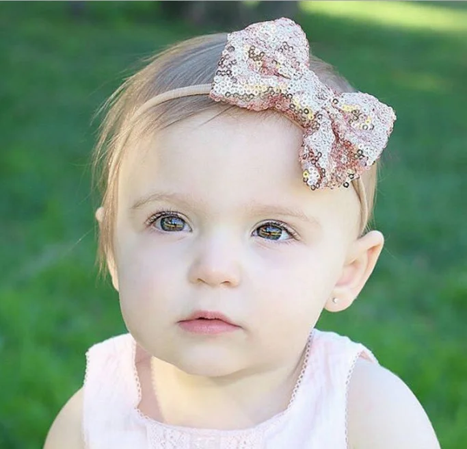 
Classic Cotton And sequin bowknot Headband Kids headband Hair Accessories For Girls 