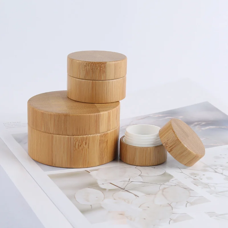 
High end empty wooden plastic cream jar for cosmetic packaging 