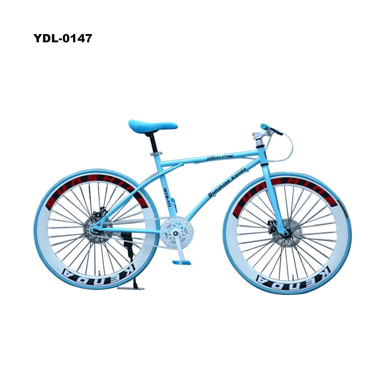 Велосипед с фиксированной передачей, тормоз заднего хода для студентов, колеса 26 дюймов, цветные шоссейные ретро-велосипеды «сделай сам», однотонные шины