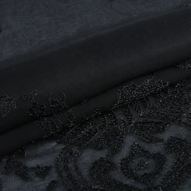 Новое поступление, рулоны высококачественной французской шифоновой ткани с черной вышивкой в наличии