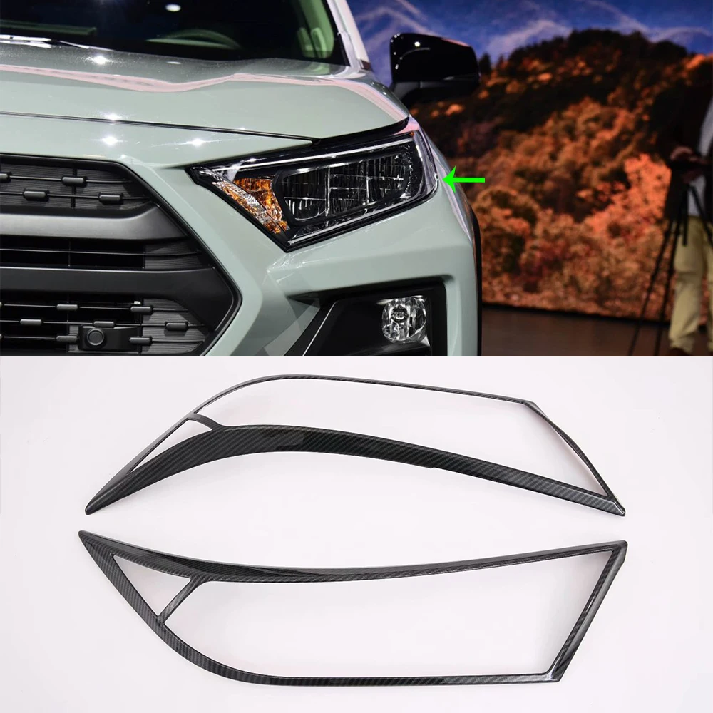 Car Accessories Exterior Decoration ABS Chrome Front Head Light Lamp Cover Trim For Toyota RAV4 2019