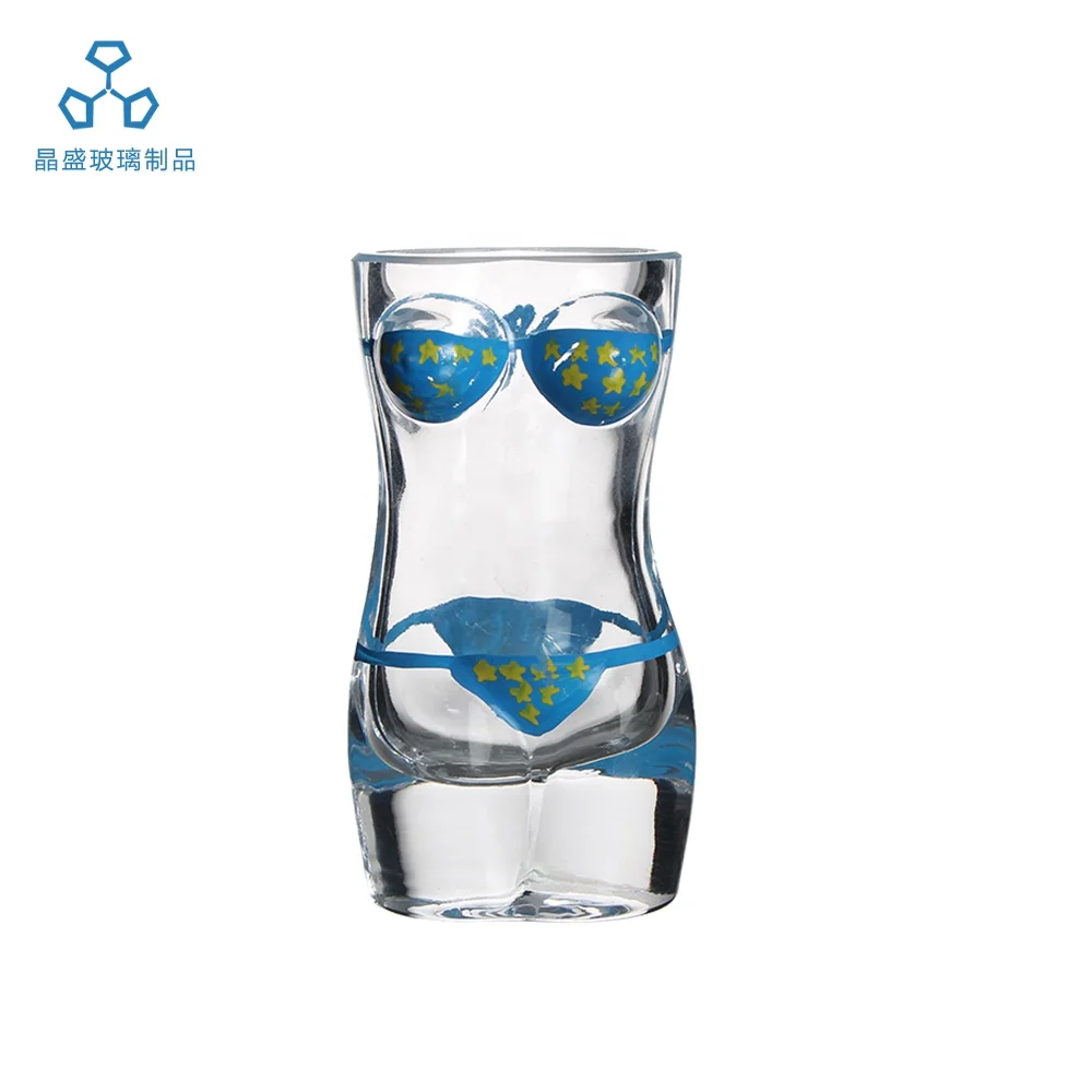 Special Design Customized Lead-free Handmade Modern Female Body Shape Creative Glass Beer Mug