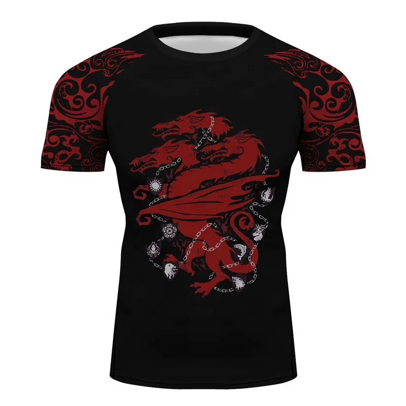 Мужская футболка для фитнеса House Targaryen с трехсторонним принтом дракона, мужская спортивная футболка, подарок на день рождения, топы для косплея для фанатов