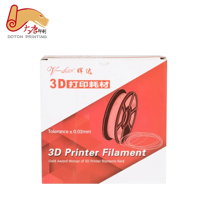 Top quality cartridges package folding white cardboard packaging box for 3d printer filament