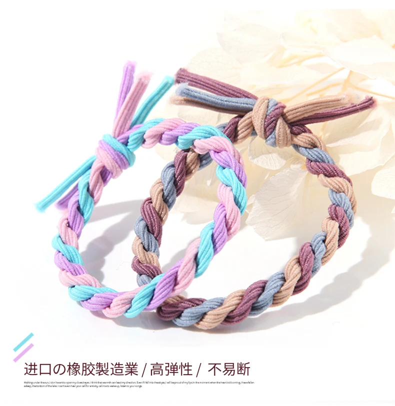 factory supply elegant strong braided elastic hair band with knotted bow