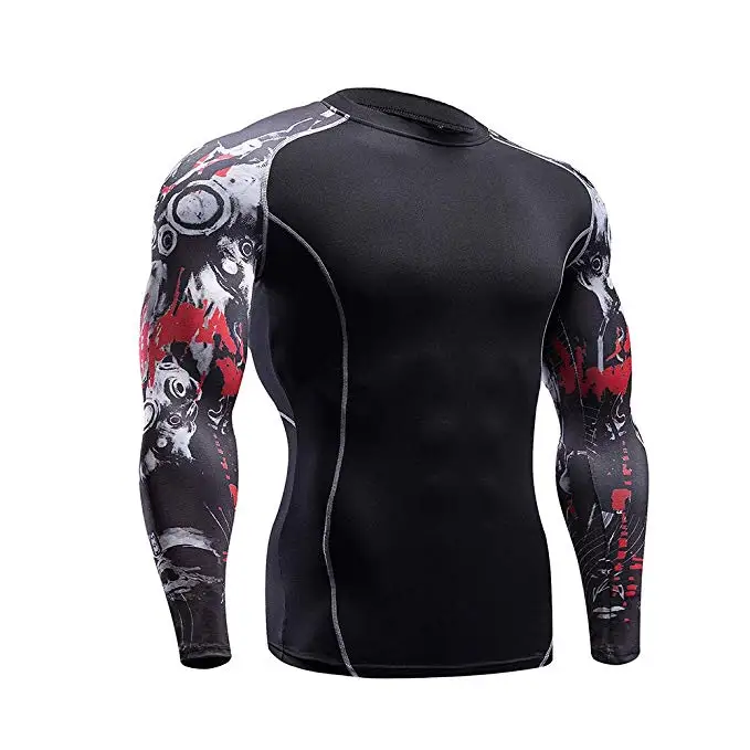Compression shirt bjj rush guard long sleeve jiu jitsu rashguards Custom Sublimation Printed MMA Rash Guard For Men