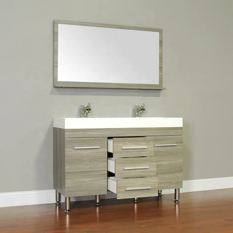 48 дюймов МДФ свободный стоящий оптом современные деревянные ванны столик с раковиной и шкафом для ванной комнаты