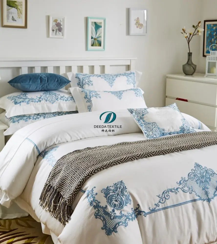 Deeda textile best quality  embroidery cotton 300TC  bedding sets