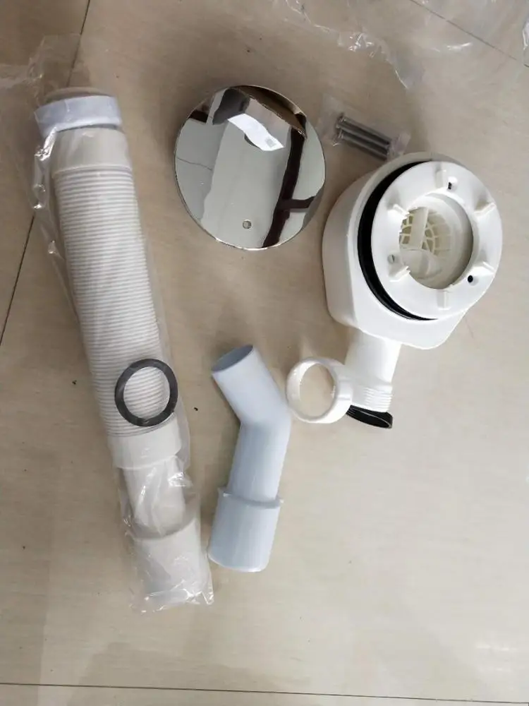 SALLY 2019 New Durable Plastic 90mm Shower Waste Drain with Chrome Plate Cover and Tube Hose