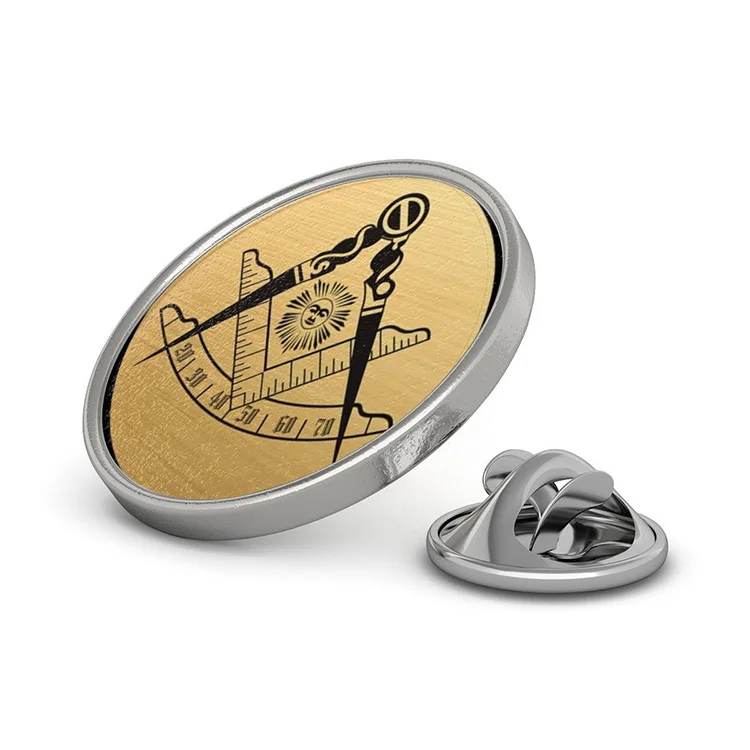 Round shaped custom masonic soft enamel metal lapel pin