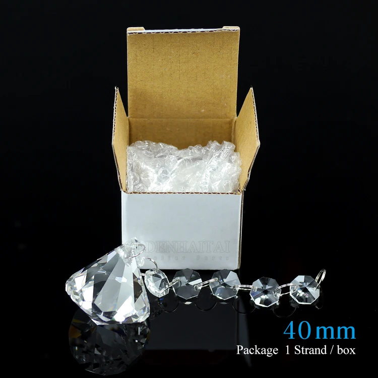 Goldenhaitai 14mm crystal Glass octagon beads strands, Hanging Crystal Beads Chain Garland with diamond pendants
