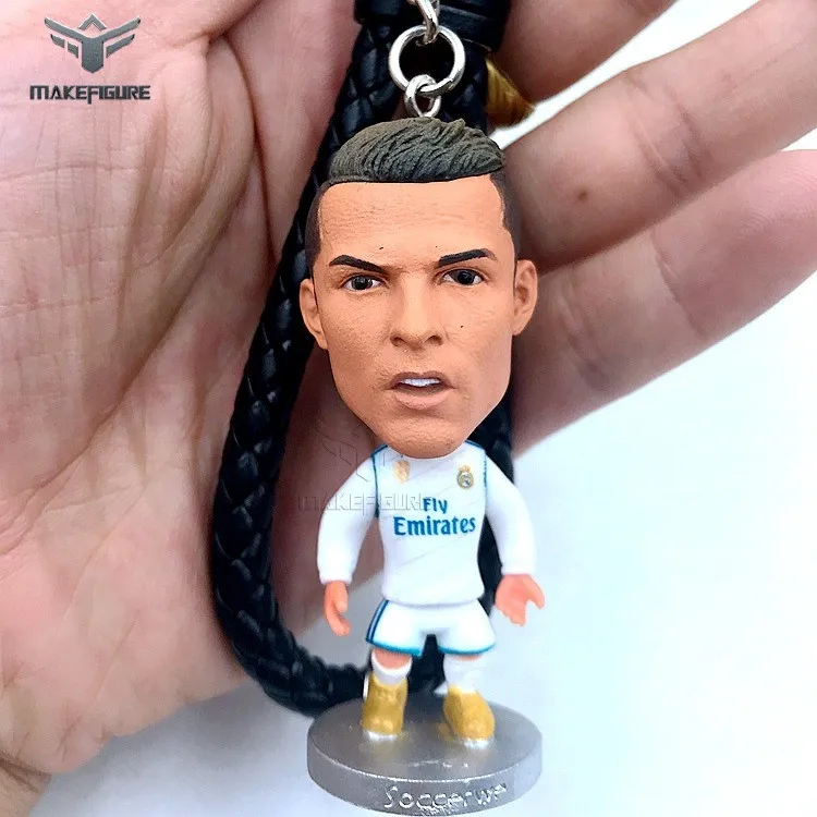original football player keychain figure gift, high quality footballer figure keychain, famous world up football player keychain