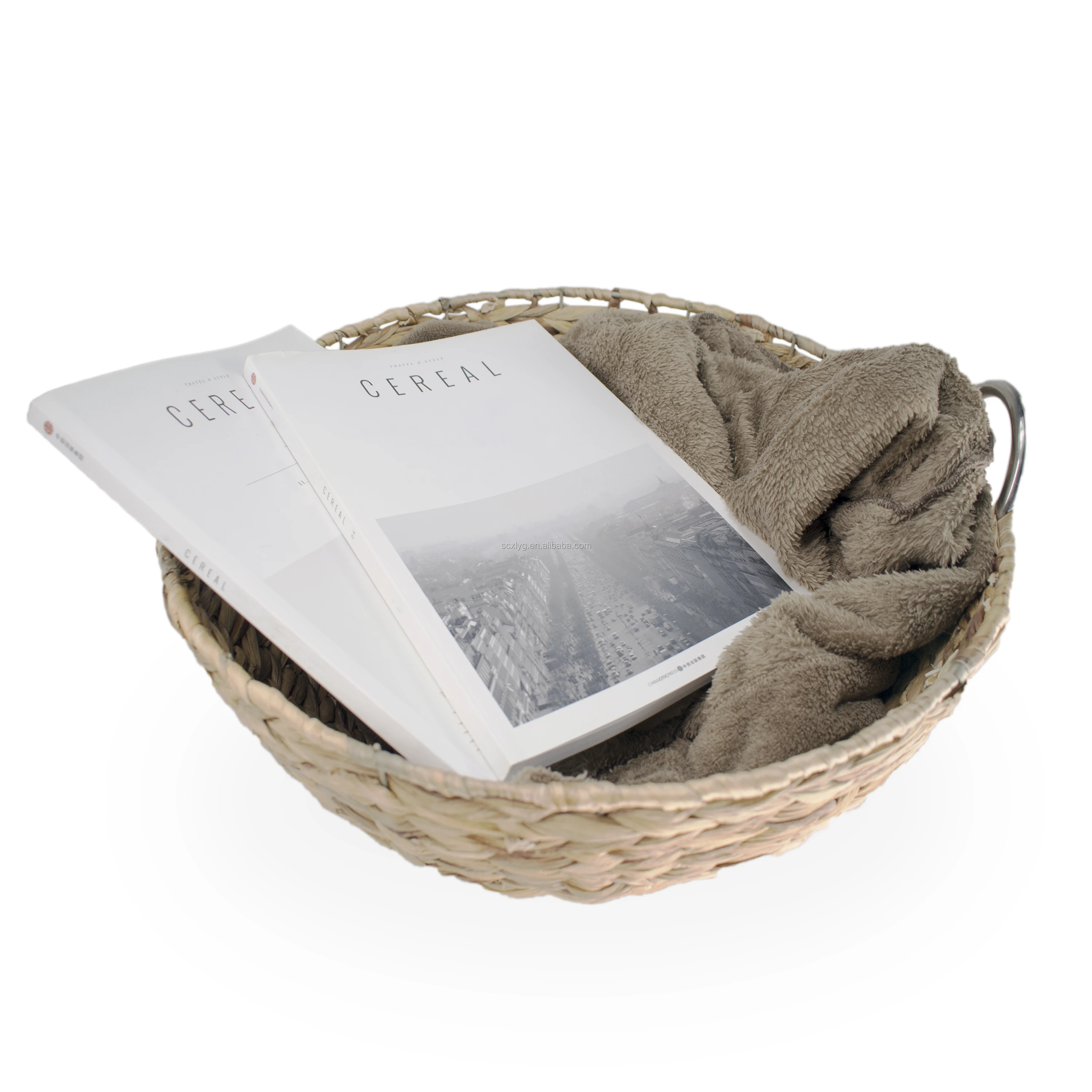 Hand weaving  Round sea Natural seagrass storagebasket Straw Baskets  sets with handles