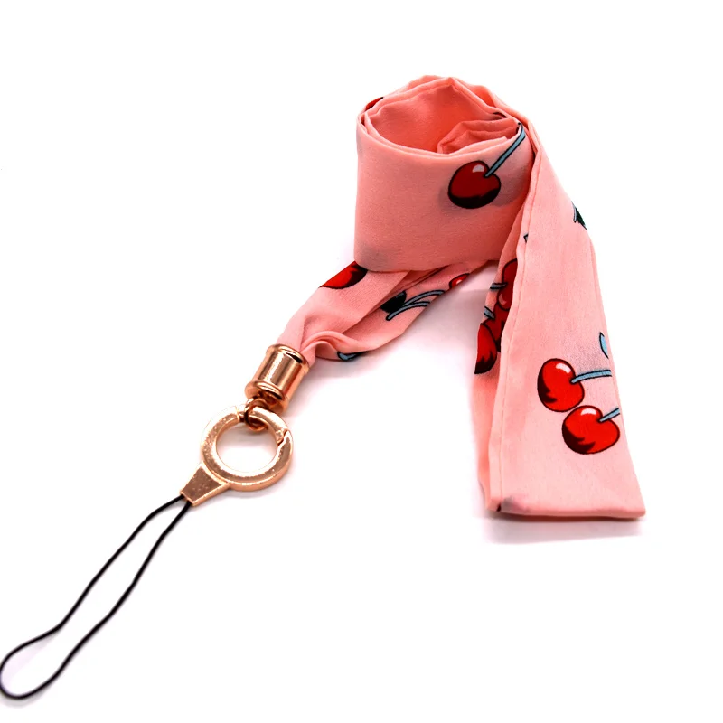 
Wholesale unique design beautiful cherry scarf lanyard for cell phone case 