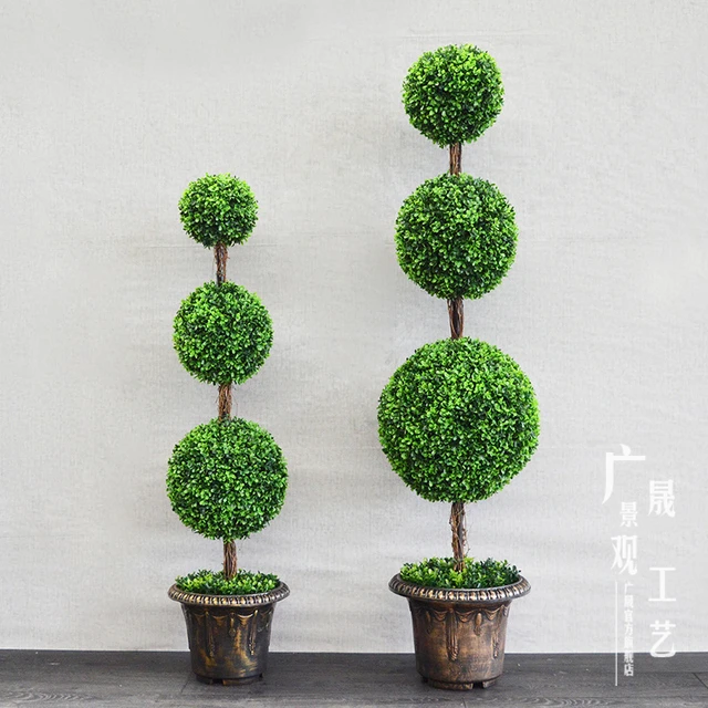 150 см 125 Высота Открытый бонсай искусственный Самшит тройной шар подстриженными деревья УФ Номинальная комнатные