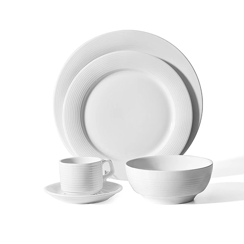 Керамические тарелки Guangzhou, поставщик столовых приборов по низкой цене, набор фарфоровой посуды для отеля, микроволновой печи, безопасная керамическая посуда
