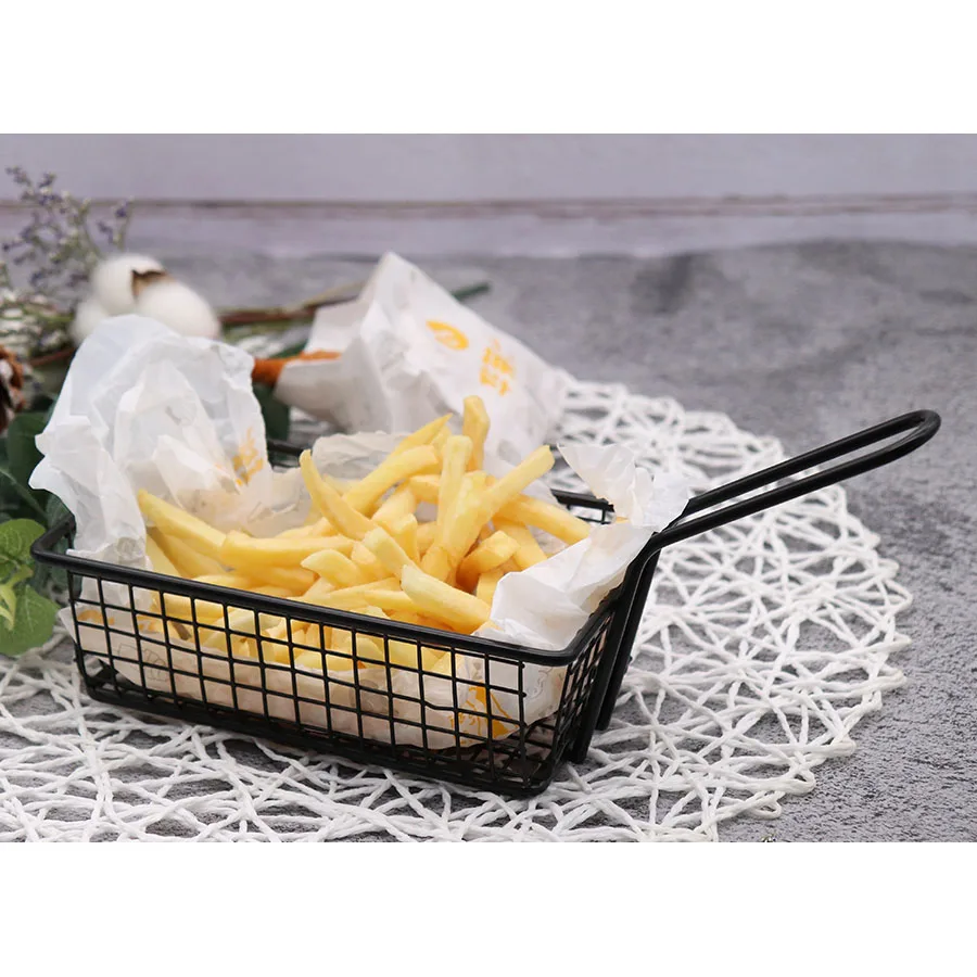 Professional restaurant fryer basket hot selling deep stainless steel basket strainer with handle
