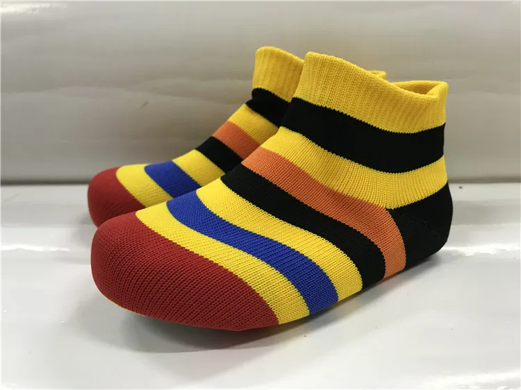 Customized warm nice stripes kids baby sock shoe home sock shoes upper