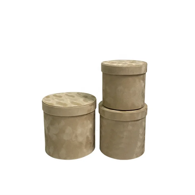 Wholesale Suede Luxury Round Flower Box, Velvet Box For Rose Packing