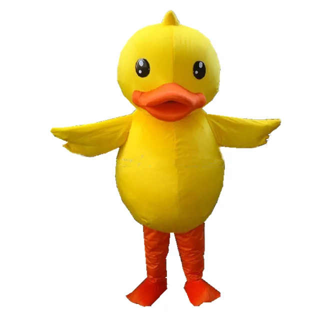 Желтая утка движущийся костюм талисман меховой рекламный мультяшный костюм для ношения
