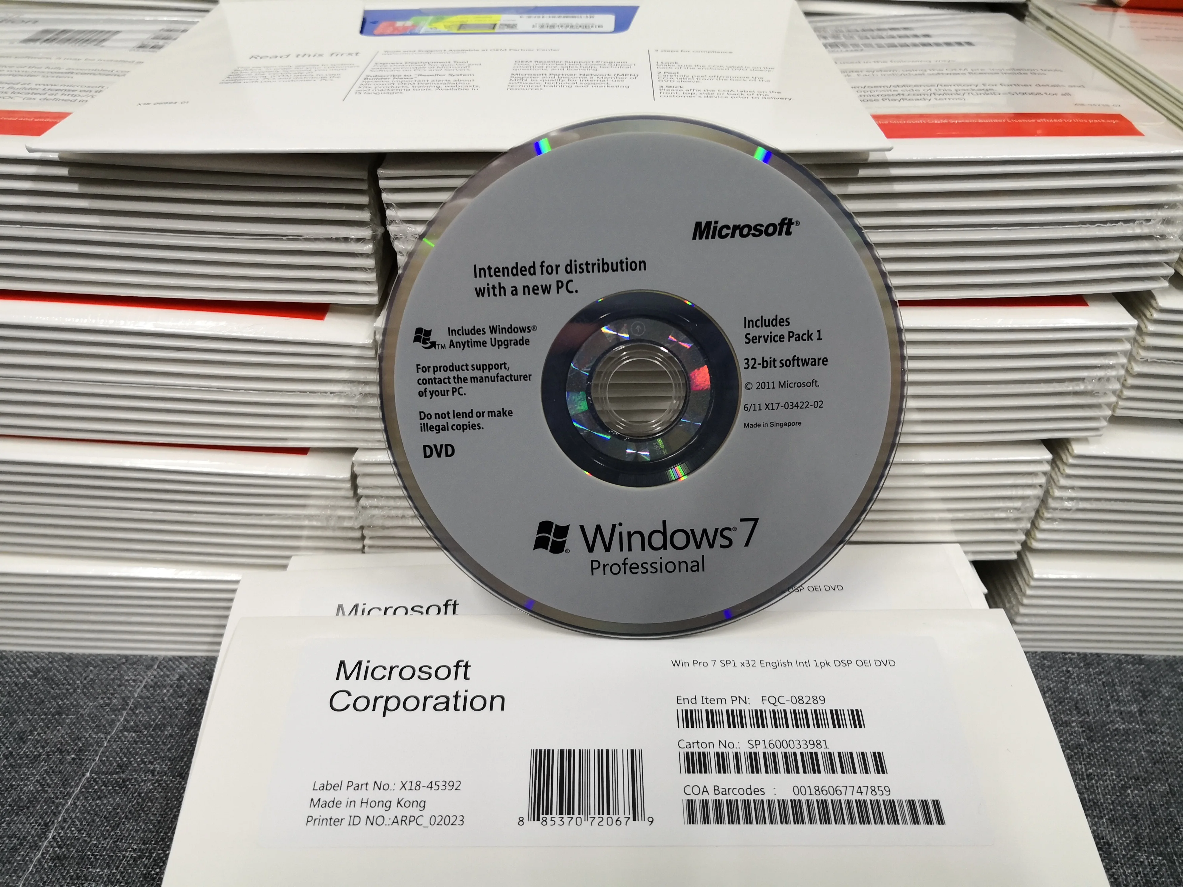
English French Italian Language Microsoft Windows 7 Pro SP1 32bit 64bit OEM box Win 7 Professional 