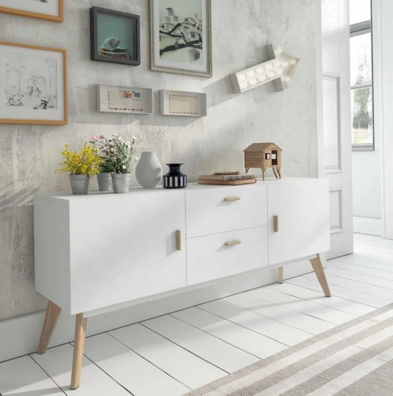 home furniture DIY 2 door 2 drawer cheap led lowboard wood wall console TV unit