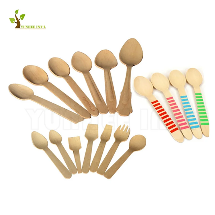 FSC Approved 75mm Birch Wood Flat Ice Cream Spoon Paper Wrapped