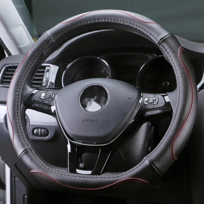 Wholesale High Quality custom non slip universal steering wheel cover leather for car