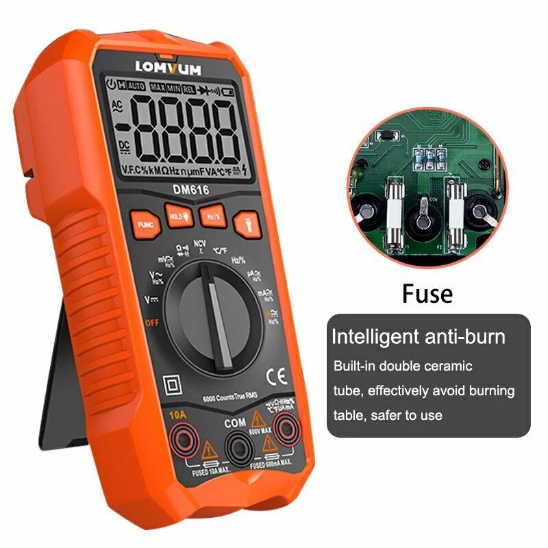 
LOMVUM Digital Multimeter NCV HD Backlit Voltage Meter Portable Handheld AC/DC 