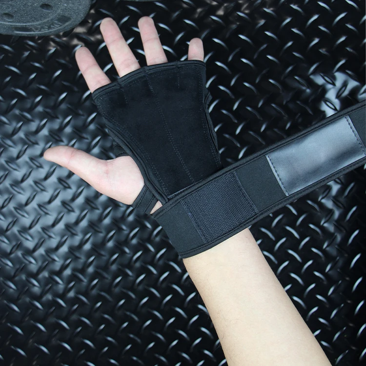 Custom Pull Up Weight Lifting Gym Gloves Cross Training Fitness Leather Fingerless Gym Weightlifting Gloves