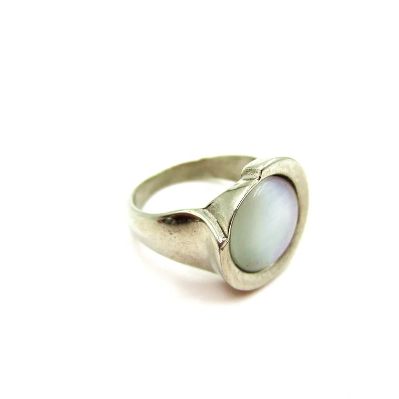 Fashion stainless steel latest gold ring designs with Multi-color Cat -eyes stone