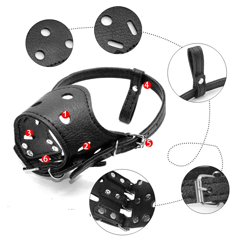 Wholesale Custom Size Durable Anti Barking Brown Adjustable Leather Muzzle Dog