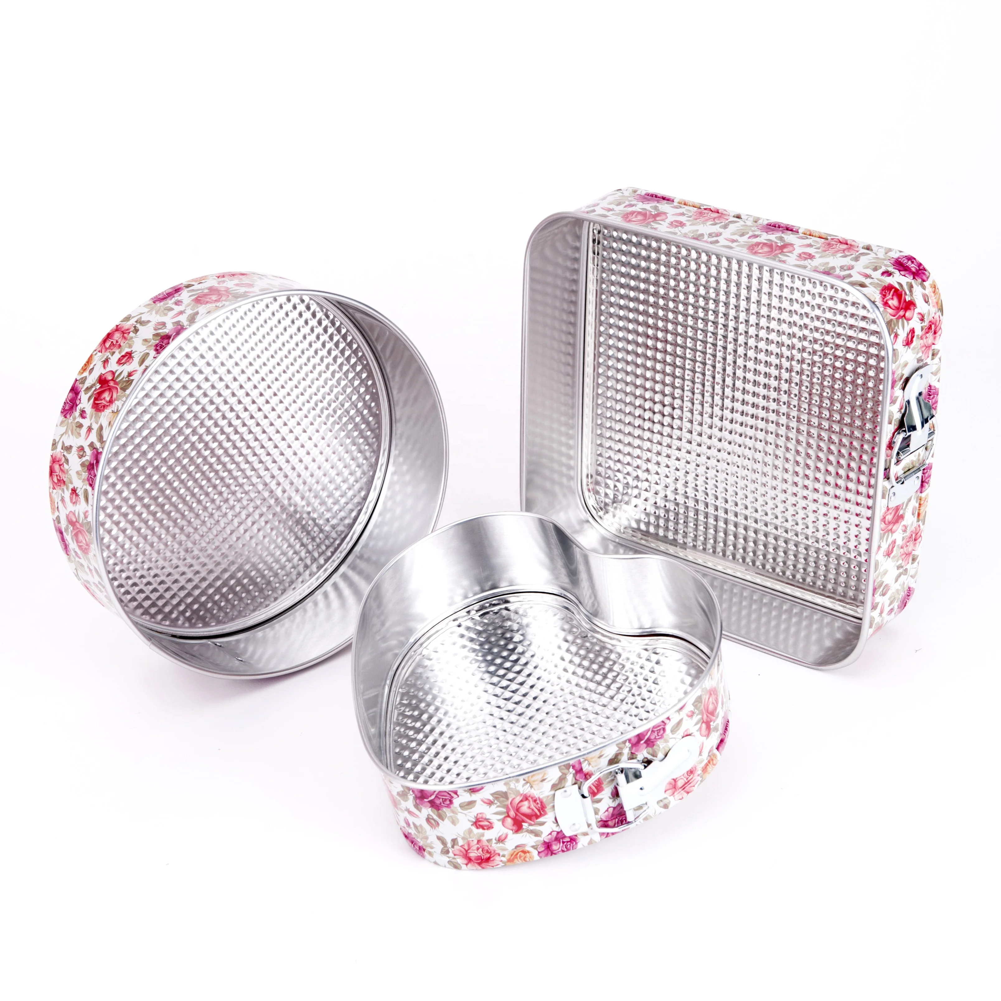 
 Металлическая форма для выпечки торта с принтом, форма для выпечки торта со съемным дном, Оловянная форма для выпечки торта в форме круглого сердца  