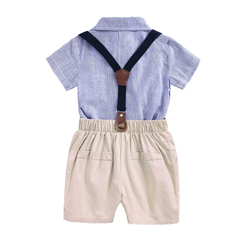 
Baby Boy Clothing Set 2019 New Summer Infant Boys Clothes Tie Shirts Rompers + Overalls 2PCS Outfit Sets Bebes Gentlemen Suit 