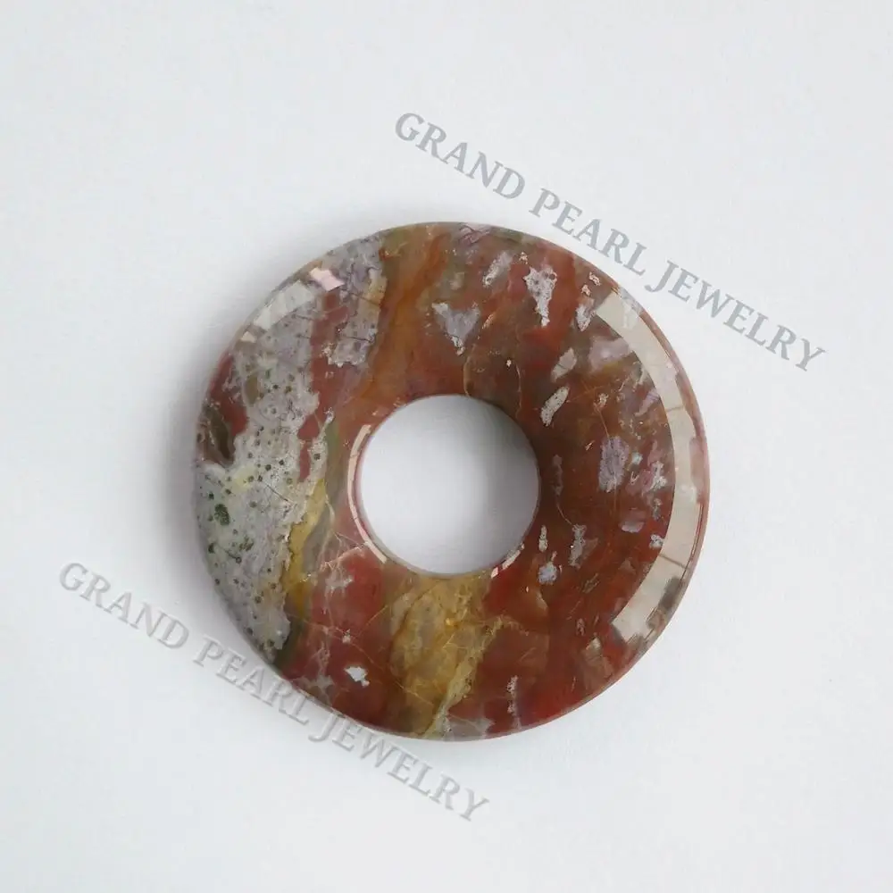 Gemstone Pendant in Donut Shape, Ocean Jasper Pendants, Loose Semiprecious Stone Beads, Gemstones,