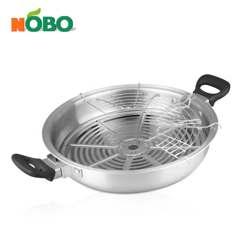 High Quality Multi-ply Metal Wok Pan Stainless Steel Frying Chinese Wok with Double Handle