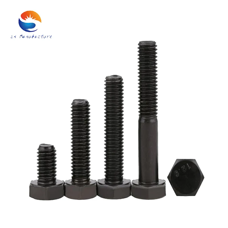 OEM High Strength Hex Bolts Fastener Manufacture Customized Special-shaped parts Black Surface Treatment DIN933 DIN931