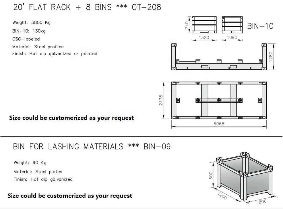 Marine Shipping  Container Lashing Parts Storage Bin for 20ft 40ft Flat Rack