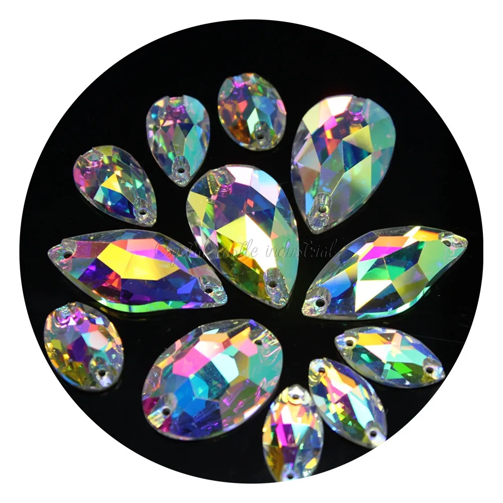 Rhinestone bulk wholesale super quality triangle flat back crystal strass non hotfix sew on rhinestone