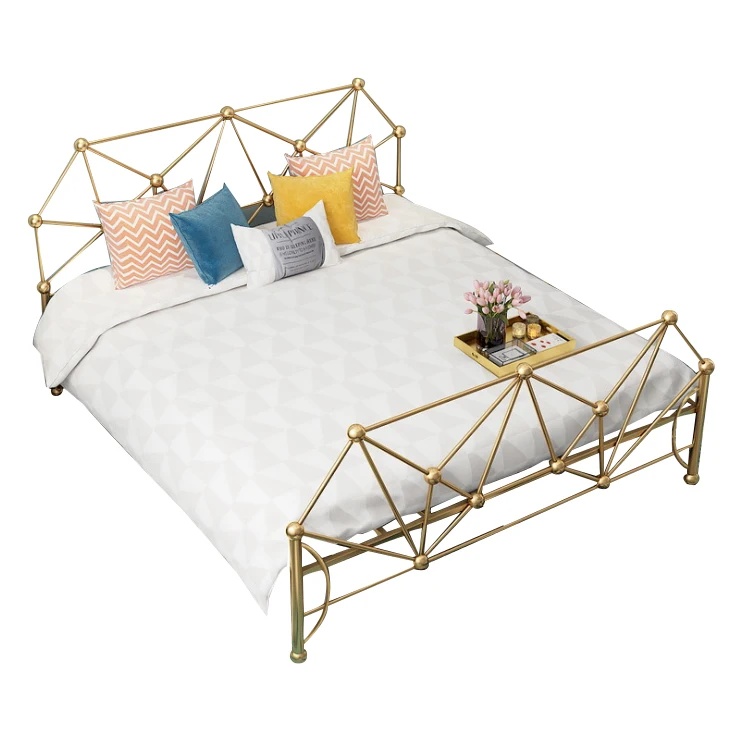 Красивые стальные кровати рама Золотой Металл Большие размеры кровати для девочек