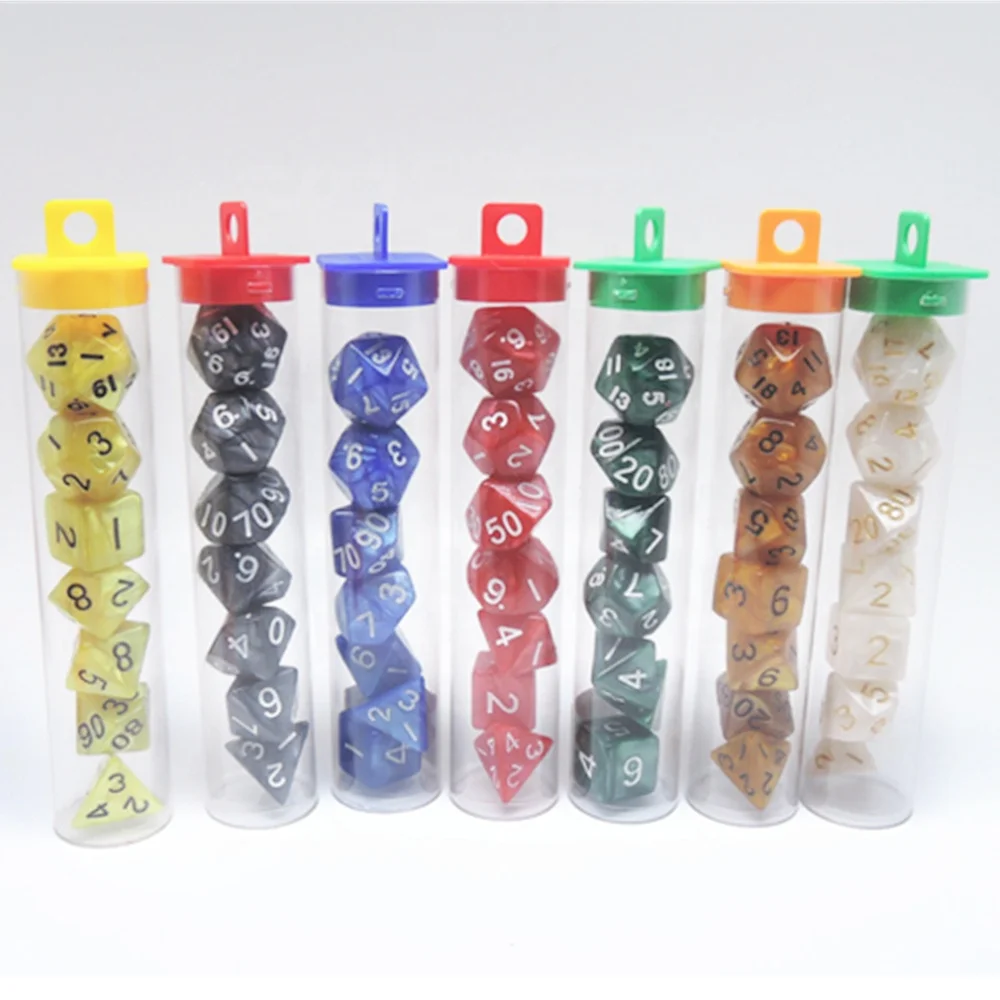
Engrave Acrylic 7 pcs Polyhedral Dice Custom Multilateral Sided Tube Set 