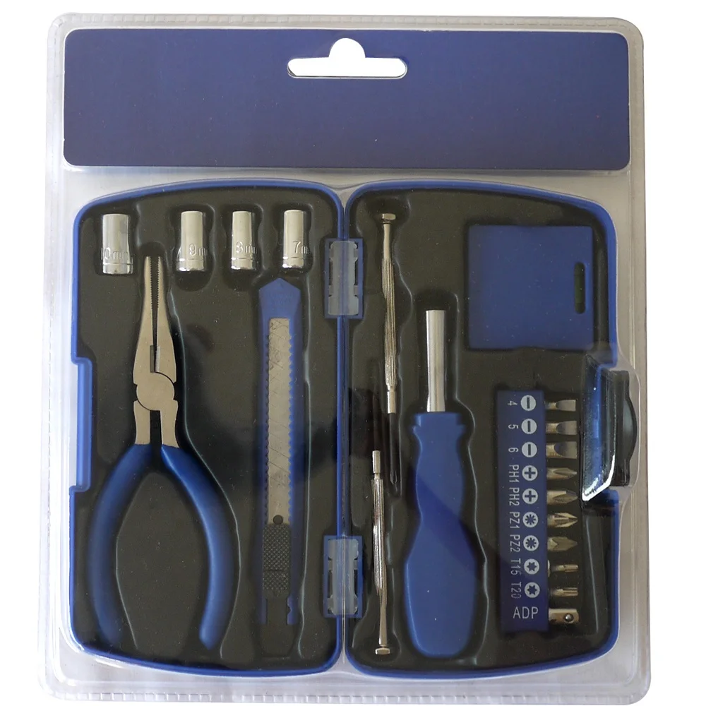 
21pcs promotional household hand repair gift with blister pack tool kit tool set 