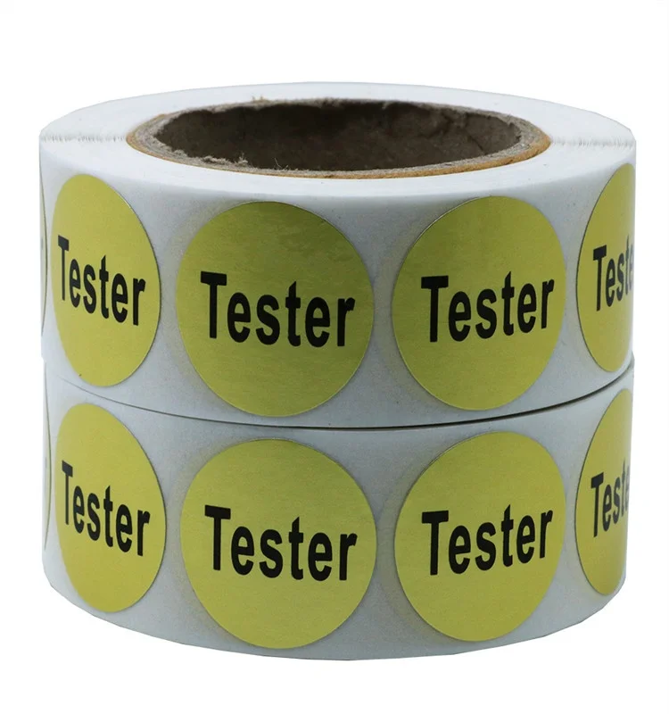 Hybsk Metallic Gold Cosmetic Tester Labels 20mm Round Total 500 Per Roll (1 Roll)